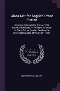 Class List for English Prose Fiction