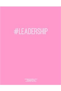 Notebook for Cornell Notes, 120 Numbered Pages, #LEADERSHIP, Pink Cover