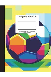 Composition Book 100 Sheet/200 Pages 8.5 X 11 in Wide Ruled Colorful Soccer Ball