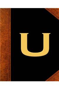 Monogram U Personalized School Composition Book Vintage Style 130 Pages