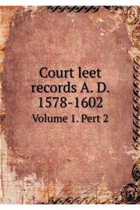Court leet records A. D. 1578-1602 Volume 1. Pert 2