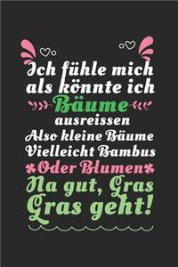 Ich fühle mich als könnte ich Bäume ausreissen. Ook kleine Bäume. Vielleicht Bambus. Oder Blumen. Na darm, Gras. Gras geht.....