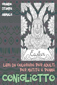 Libri da colorare per adulti per matite e penne - Grande stampa - Animale - Coniglietto