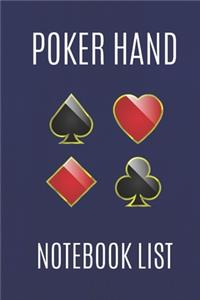 Poker Hand Notebook List