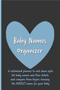 Baby Name Organizer: Organize All Your Favorite Baby Names in One Place / Expecting Women / Baby Shower / Pregnancy Gift / Blue Design