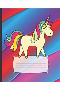 Pretty Cute Rainbow Heart Unicorn Lovers Blank Composition Notebook
