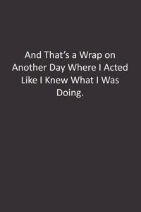And That's a Wrap on Another Day Where I Acted Like I Knew What I Was Doing.