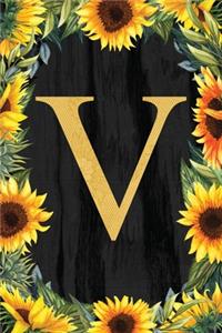 V - Monogrammed Sunflower Journal