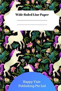 Cute Unicorn Theme Wide Ruled Line Paper