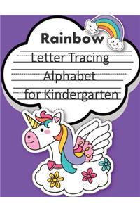 Rainbow Unicorn Trace Letters alphabet for kindergarten