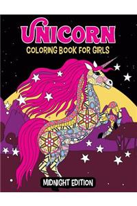 Unicorn Coloring Book for Girls Midnight Edition