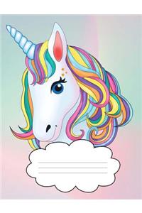 Cute Anime Unicorn Wide Ruled Composition Books / Notebooks, Colorful Back Cover