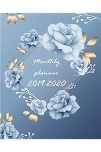 Monthly Planner 2019-2020: Calendar Monthly Schedule Organizer with Florals Blue Cover (2019-2020 Calendar Planner)