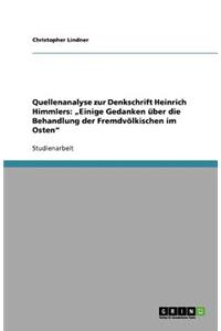 Quellenanalyse zur Denkschrift Heinrich Himmlers