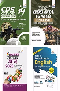 CDS & CDS OTA 14 Varsh Samanya Gyan (2009 - 2022) & 16 Years English (2007 - 2022) Solved Papers with Smarter Samanya Gyan 2023 & English Tips Books (set of 4 Books) 3rd Edition