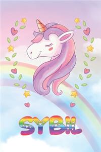 Sybil: Sybil Unicorn Notebook Rainbow Journal 6x9 Personalized Customized Gift For Someones Surname Or First Name is Sybil