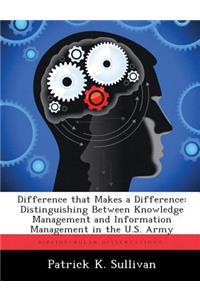 Difference that Makes a Difference: Distinguishing Between Knowledge Management and Information Management in the U.S. Army