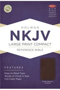NKJV Large Print Compact Reference Bible, Brown Cowhide