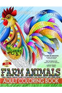 Farm Animals Adult Coloring Book