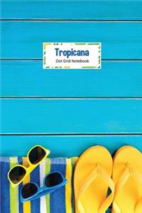 Tropicana Dot Grid Notebook: Compact 6" x 9" Dot Grid Journal Bright Summer Beach Towel, Strarfish and Slippers Design