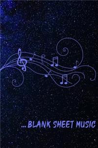 ... Blank Sheet Music Notebook with a universe background