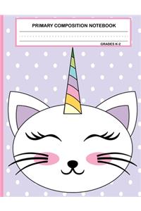 Primary Composition Notebook Grades K-2 Kawaii Kitty Cat