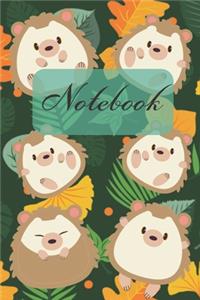 Notebook: Cute Hedgehog And Leaf - Diary / Notes / Track / Log / Journal, Book Gifts For Women Men Kids Teens Girls Boys 6x9" 120 Pages