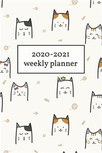 2020-2021 Weekly Planner: Weekly + Monthly View - Cute Cat Print - 6x9 in - 2020 Calendar Organizer with Bonus Dotted Grid Pages + Inspirational Quotes + To-Do Lists