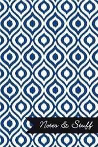 Notes & Stuff - Navy Blue Lined Notebook in Ikat Pattern