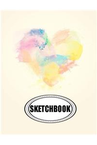 Sketchbook : Colorful heart: 120 Pages of 8.5 x 11 Blank Paper for Drawing, Doodling or Sketching (Sketchbooks)