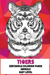 Zentangle Coloring pages - Animals - Easy Level - Tigers