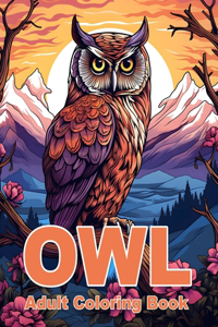 Owl Adult Coloring Books: Relaxation, Mindfulness And Stress Relief Activities Book With 50 Photos.