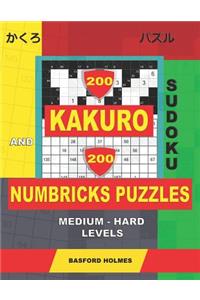 200 Kakuro sudoku and 200 Numbricks puzzles medium - hard levels.