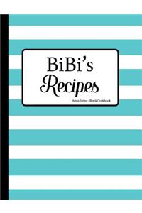 BiBi's Recipes Aqua Stripe Blank Cookbook