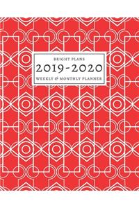 2019-2020: 16-Month Weekly and Monthly Planner/Calendar Sept 2019-Dec 2020 Bright Red with White Lattice Classy Pattern