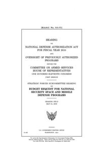 Hearing on National Defense Authorization Act for Fiscal Year 2010 and oversight of previously authorized programs