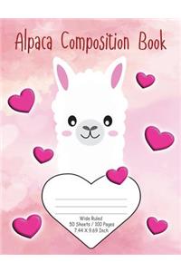 Alpaca Composition Book, Wide Ruled, 7.44