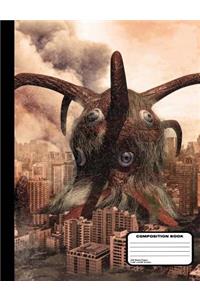 Four Eyed Sea Monster Attacks City Composition Notebook Blank Unruled 200 Pages / 100 Sheets, 9-3/4