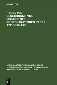 Berechnung Von Schadstoffkonzentrationen in Der Atmosphäre