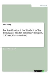 Die Zweideutigkeit der Blindheit in Die Heilung des blinden Bartimäus (Religion, 7. Klasse, Werkrealschule)