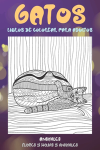 Libros de colorear para adultos - Flores y hojas y animales - Animales - Gatos