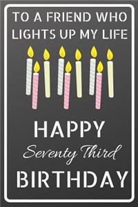 To a friend who lights up my life Happy Seventy Third Birthday