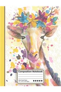 Watercolor Giraffe Composition Notebook