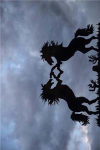 Two Horses on a Decorative Wrought Iron Gate Journal