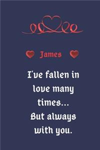 I love you James notebook/journal valentine gift