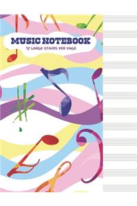 Music Notebook 12 Large Staves Per Page