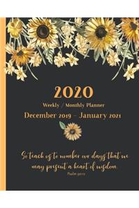 2020 Weekly and Monthly Planner December 2019 - January 2021