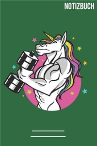 Notizbuch Liniert Einhorn Fitness