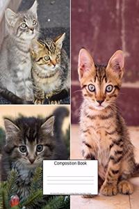 Composition Book 100 Sheets/200 Pages/8.5 X 11 In. College Ruled/ Cute Kitten Collage