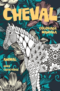 Coloriage Mandala - Gros caracteres - Animal - Cheval